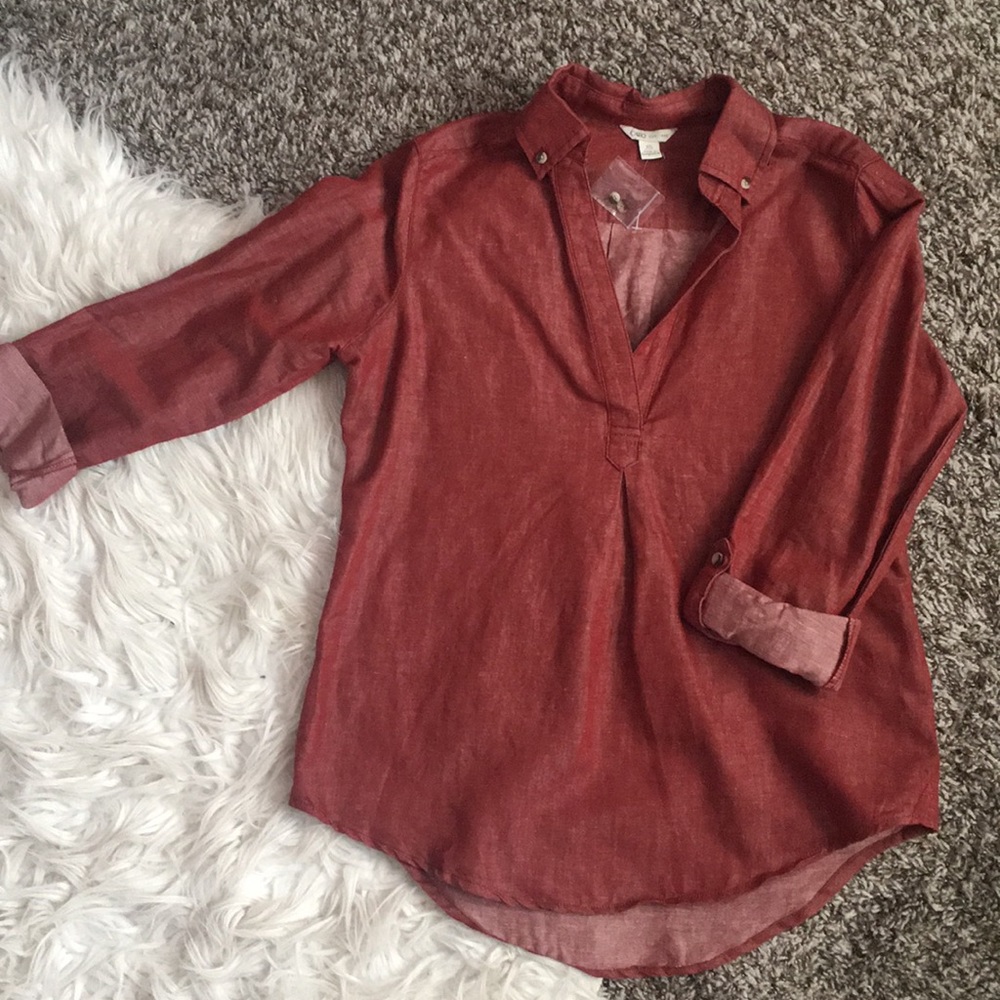 Red jean shirt